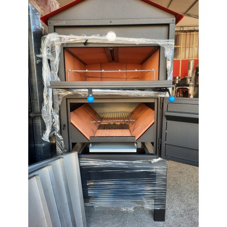 FORNO A LEGNA METALFER IN ACCIAIO CON TETTUCCIO SU RUOTE SPOSTABILE 90X110X160