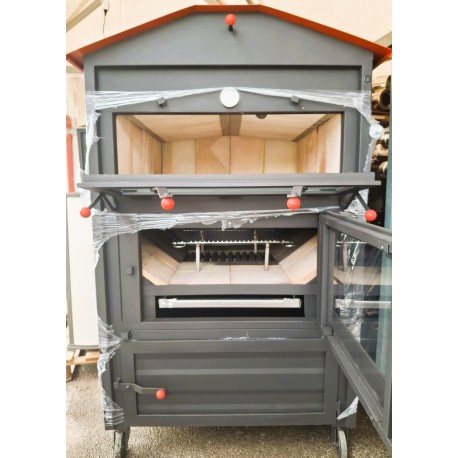 FORNO A LEGNA METALFER IN ACCAIO CON TETTUCCIO SU 4 RUOTE SPOSTABILE 105X110X160