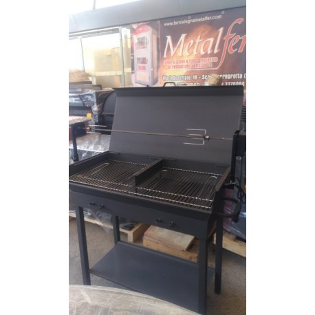 Forni Metalfer Barbecue artigianale in ferro battuto con griglia regolabile carbone